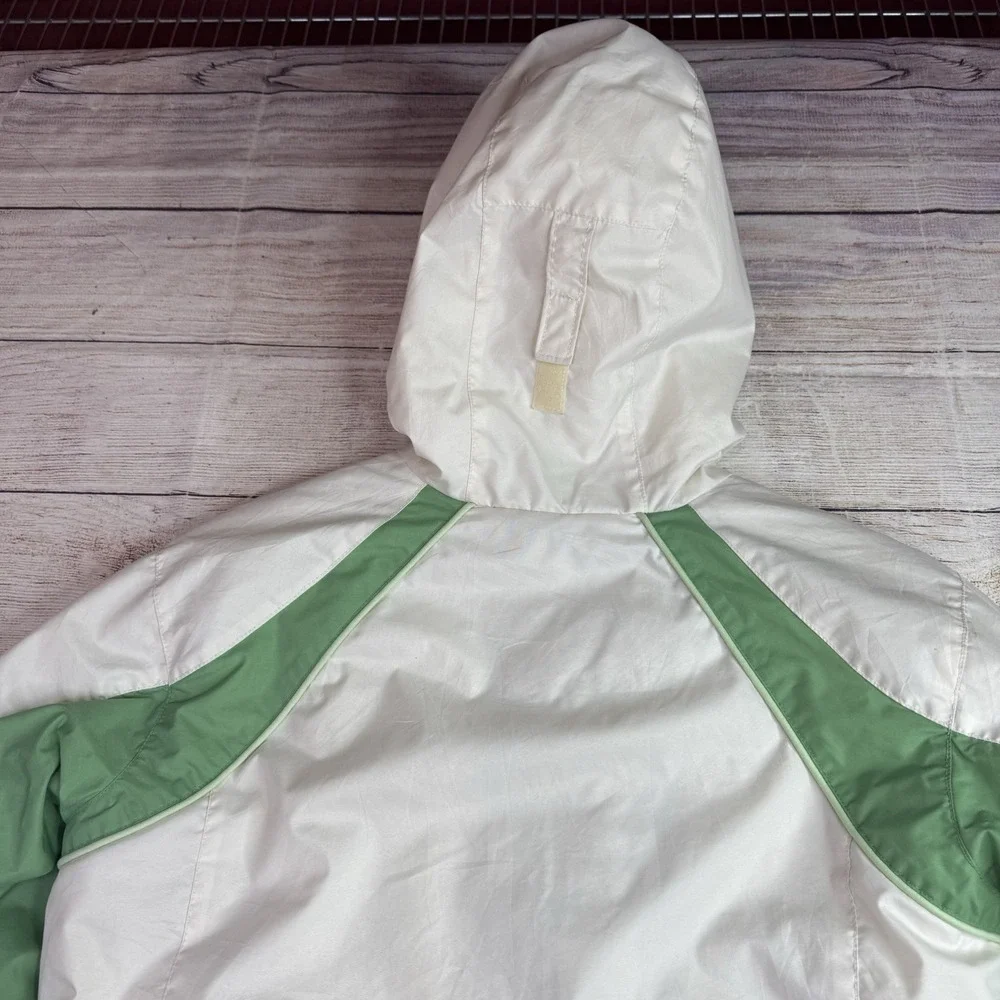 Columbia Youth 18/20 Hooded Winter‎ Coat Jacket White Green Fleece Lined READ